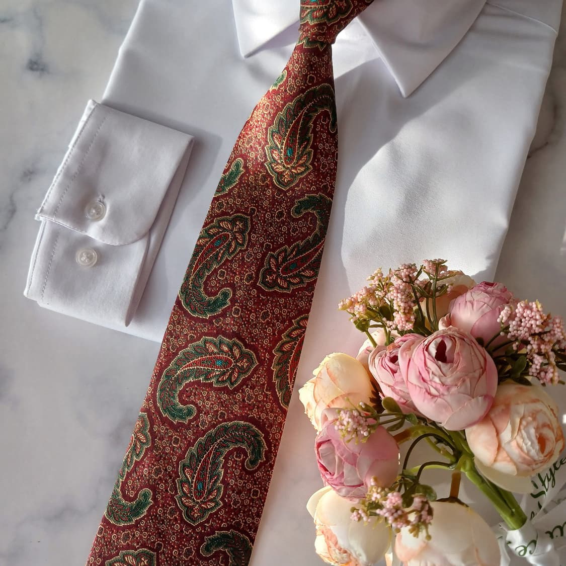 세루티 실크 버건디 자수 페이즐리 넥타이 9.2cm A+등급 A19341 상품이미지7