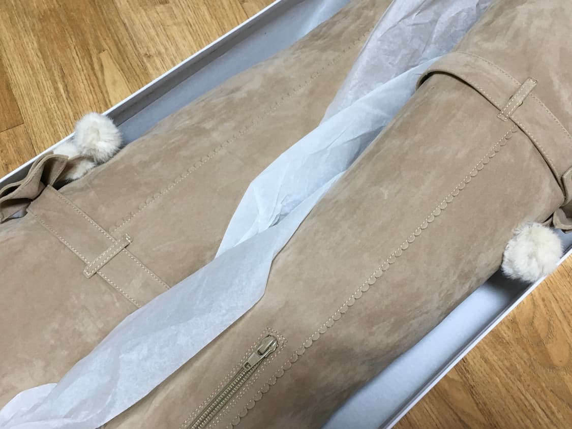 리즈리사 리본 폼폼이 라떼 퍼 롱 부츠 히메 갸루 러블리 로걀 빈티지 상품이미지2