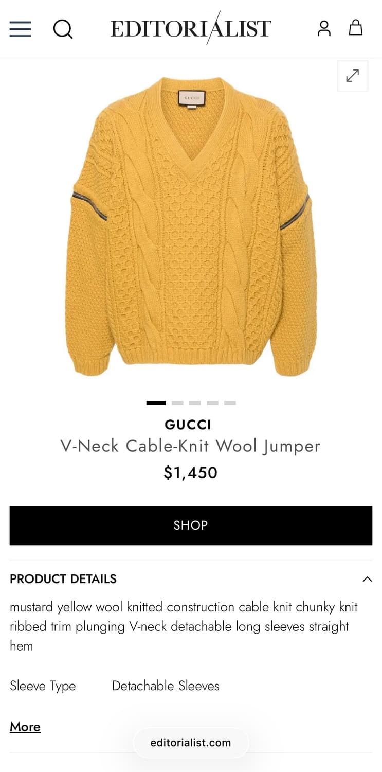 구찌 V넥 니트 (새상품) 상품이미지4