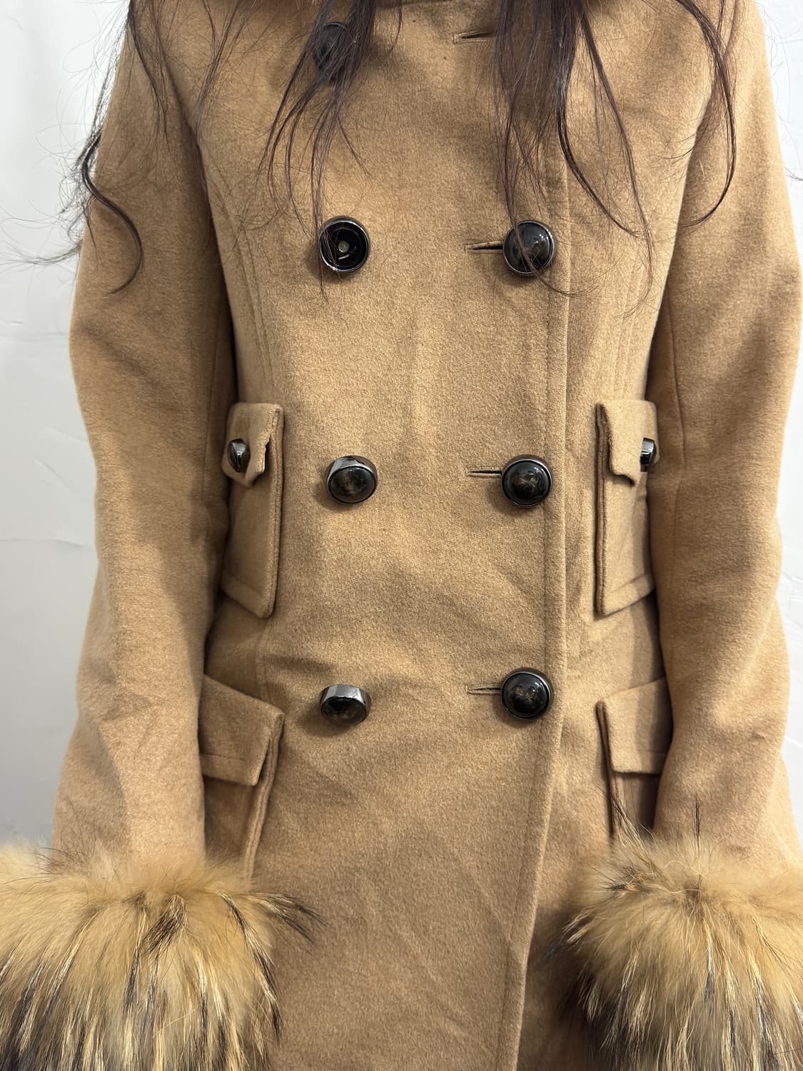 grace contental camel fur detail coat 상품이미지7
