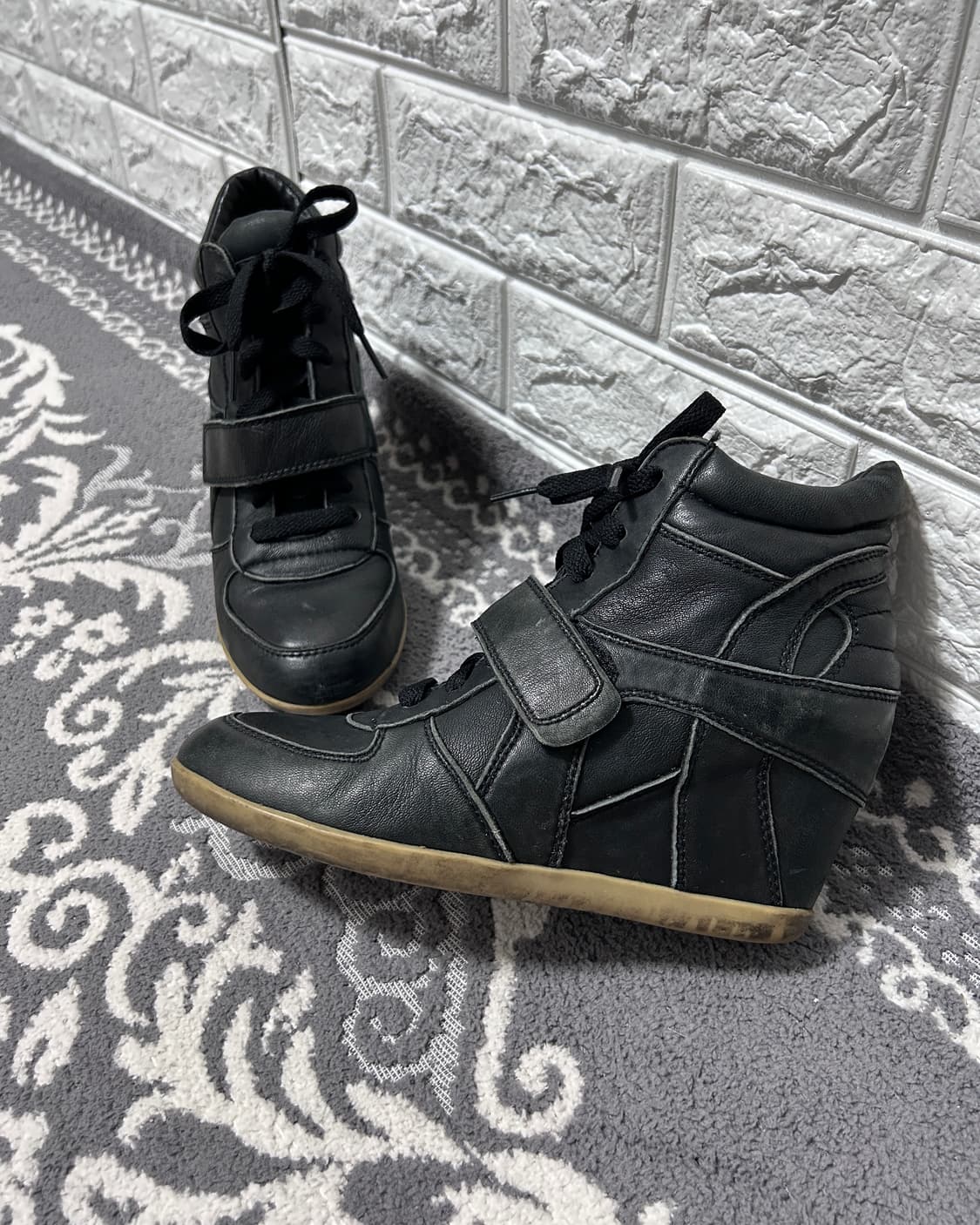 Ash 아쉬 올 레더 보위 히든 웨지힐 스니커즈 상품이미지1