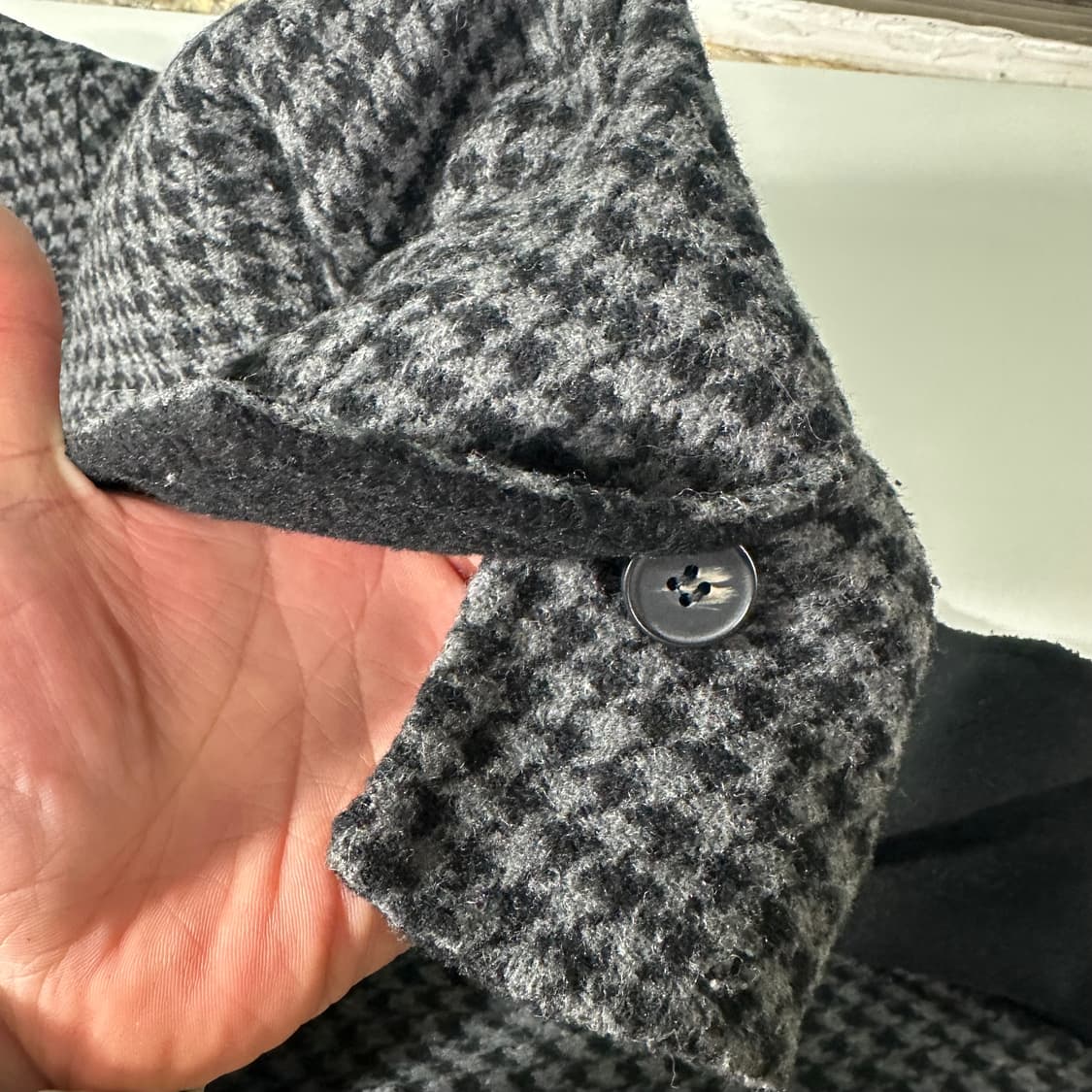 우먼M-L 지오송지오 하운드투스체크 핸드메이드 리얼버튼 더블울자켓 상품이미지6