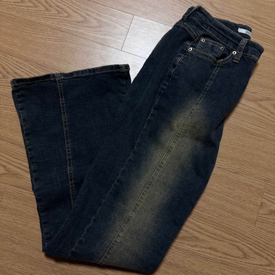 카키포인트 워싱 부츠컷 데님 진청 상품이미지4