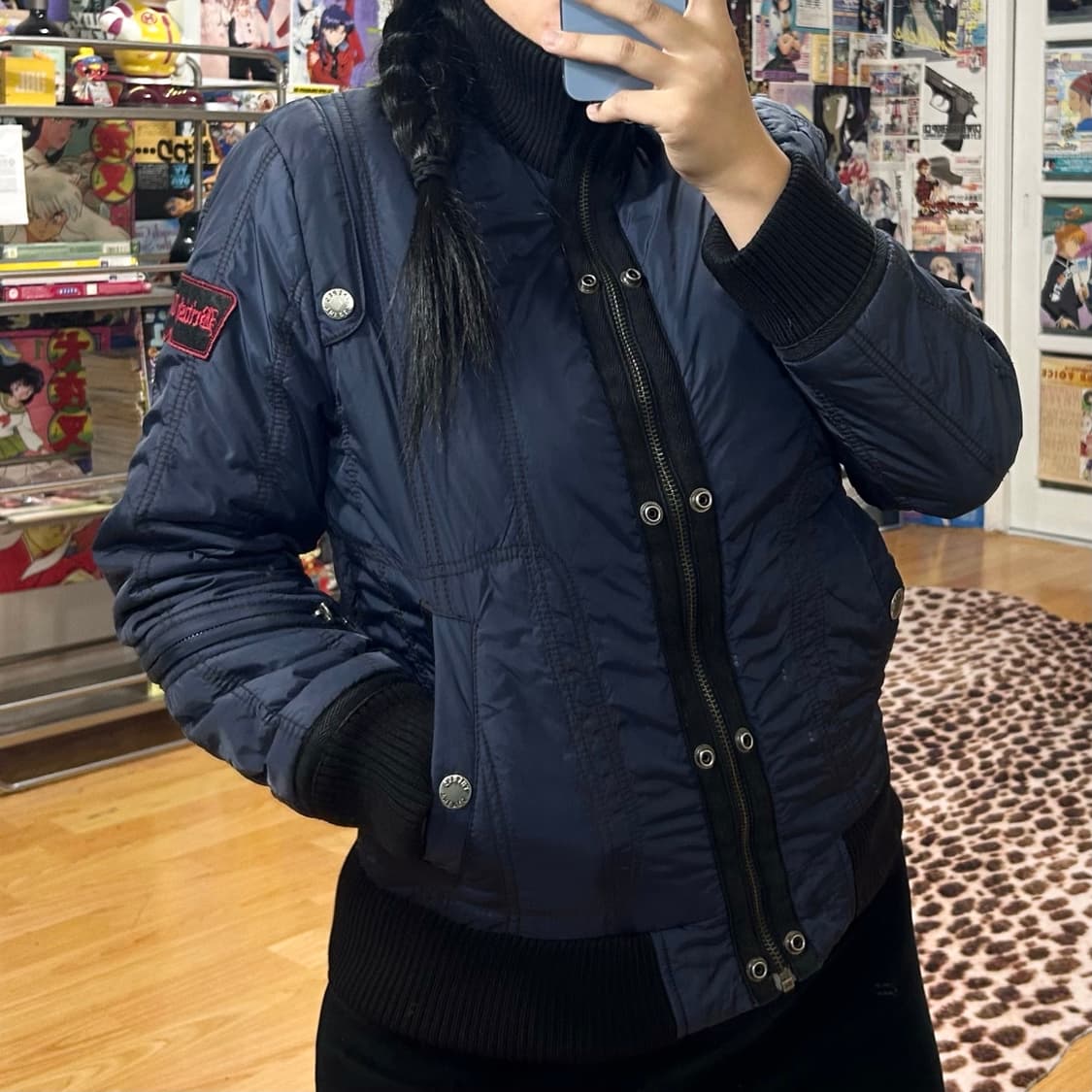 빈티지 네이비 펑크 경량 패딩 점퍼 상품이미지2