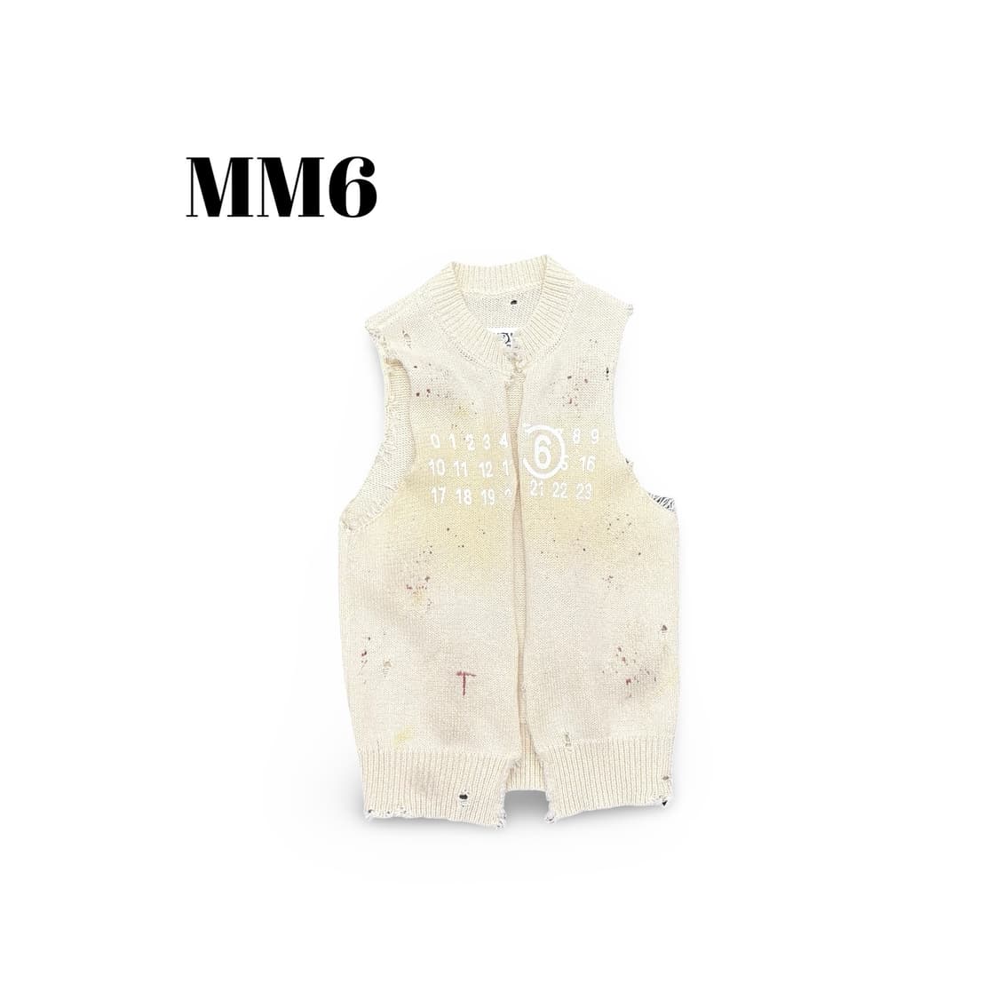 MM6 데미지 니트 베스트 상품이미지1