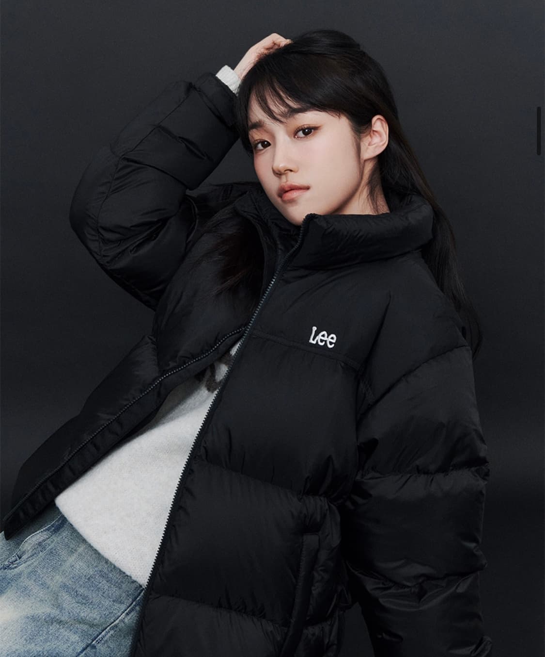 [정가 21만원] LEE 리 우먼 릿지 크롭 다운 블랙 상품이미지3