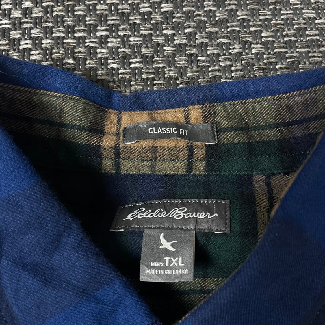 에디바우어 블루 블랙 체크 원포켓 긴팔 셔츠 클래식핏 XL 상품이미지4