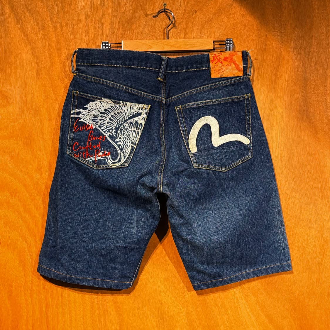 에비수 재팬 봉황 자수 데님 쇼츠 반바지 34 상품이미지1