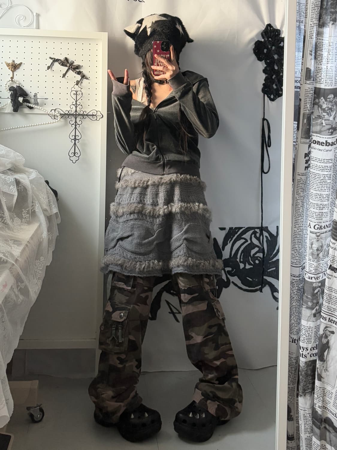 • Grey Rabbit Fur Skirt 상품이미지5