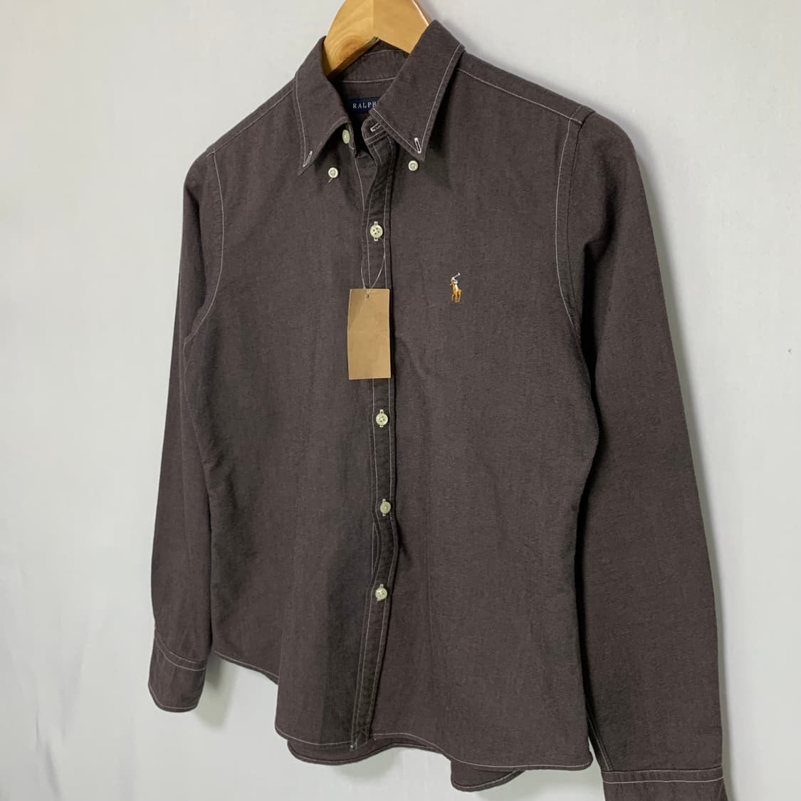 폴로 랄프로렌 스티치 라인 슬림 셔츠 다크 브라운 여성 11사이즈 빈티지 상품이미지7