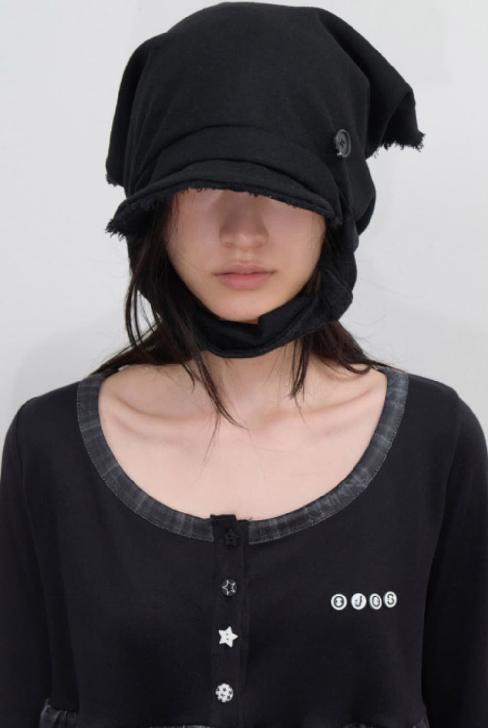 오호스 울캡 Scarf Veil Wool Cap / Black 상품이미지4