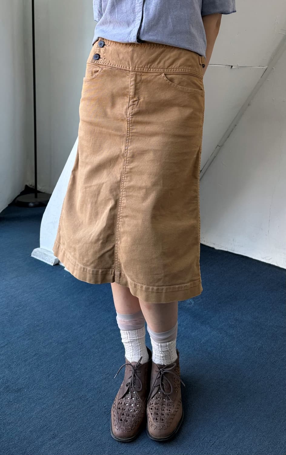Cotton side adjust work skirt 상품이미지10