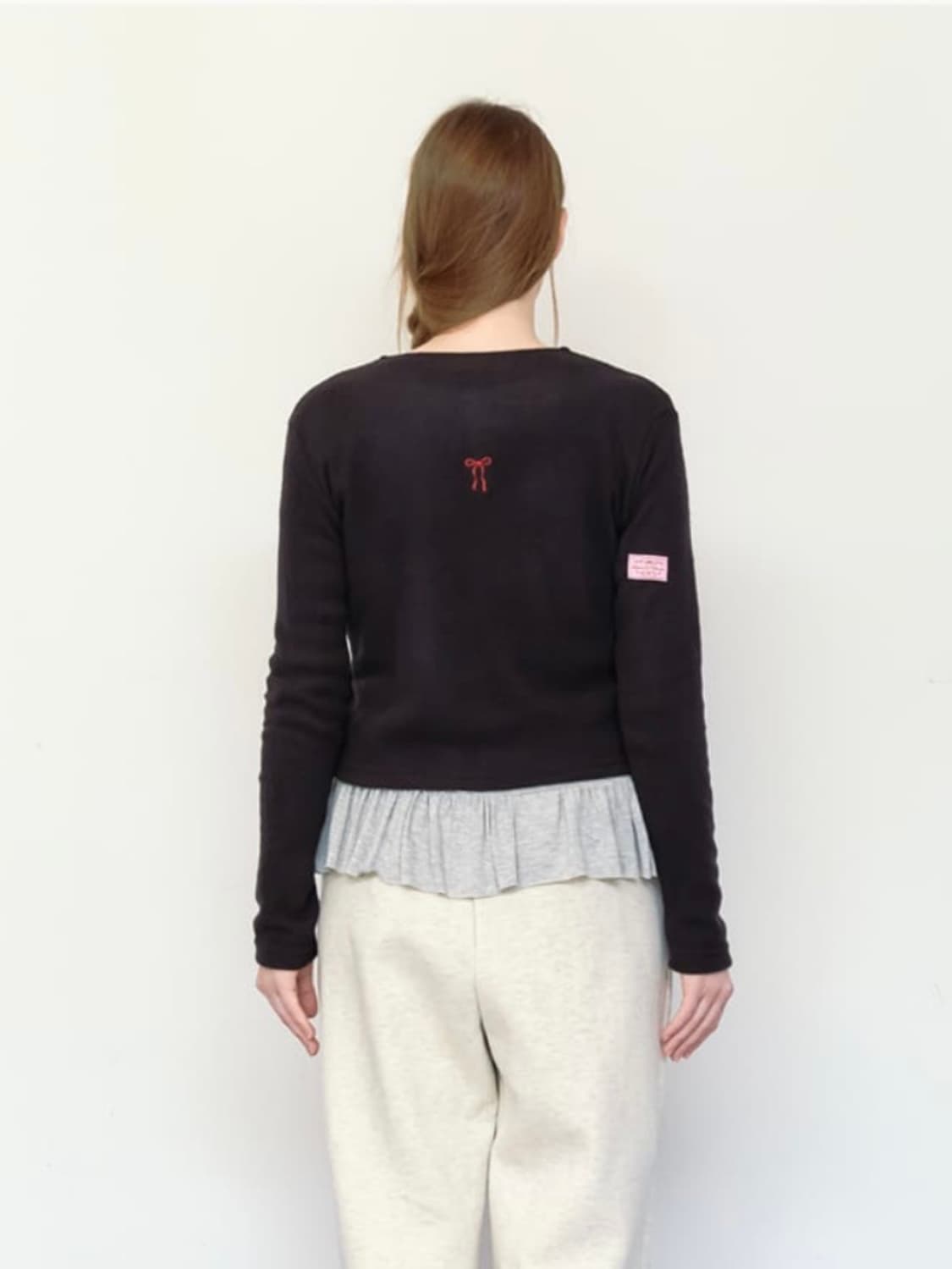 ronron RIBBON CARDIGAN BLACK 상품이미지3