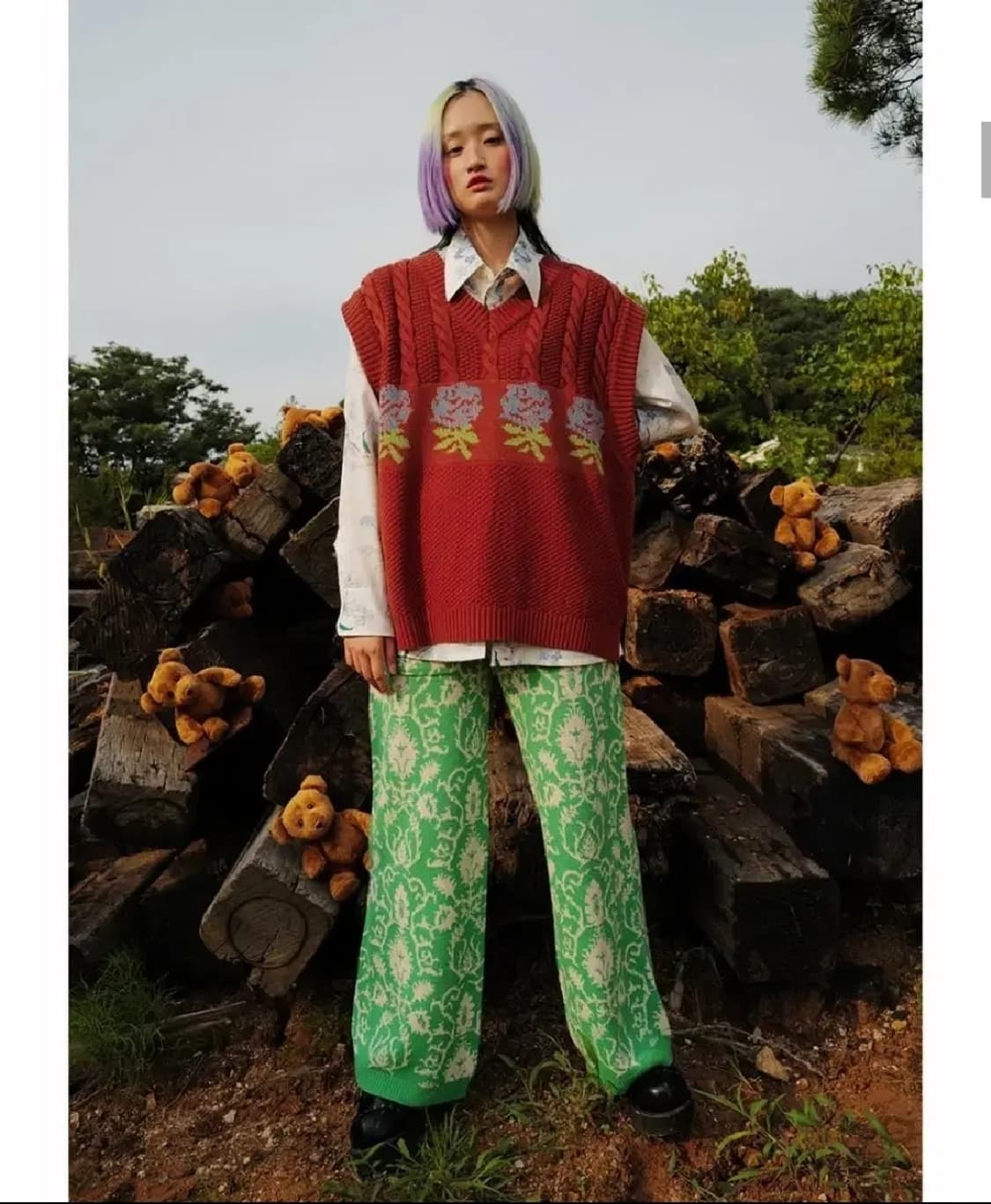 유쓰배쓰 20FW 플라워 베스트 (브라운) 상품이미지2