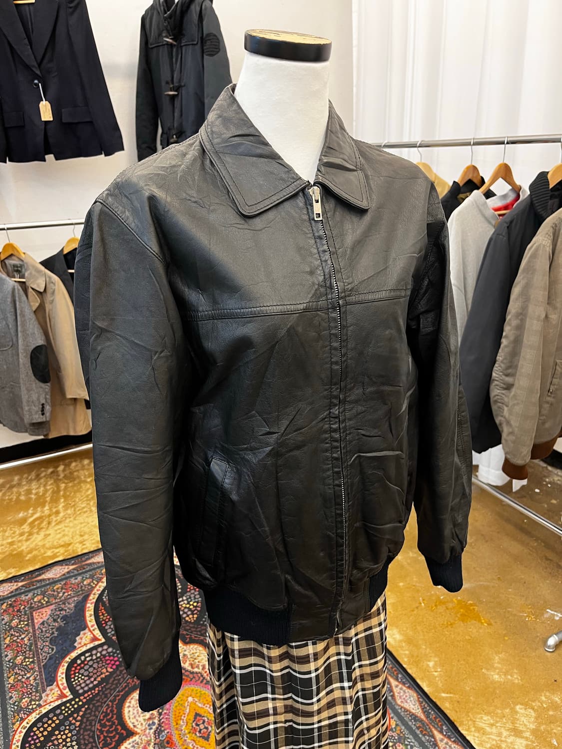 Excellent Fashion 소가죽 블루종 자켓 상품이미지1