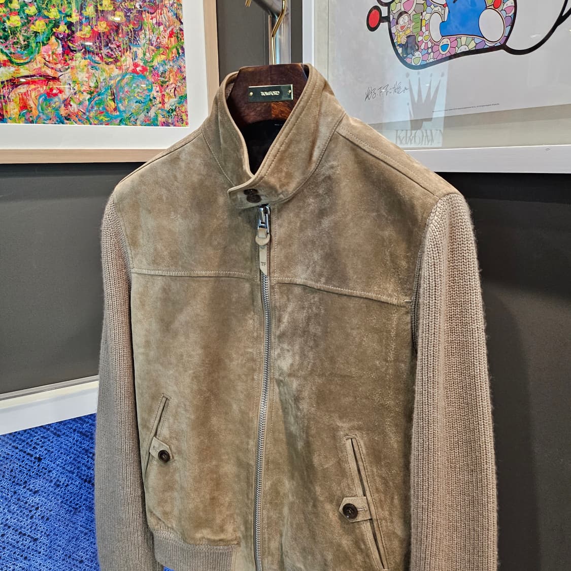 톰포드 램스킨 스웨이드 헤링본 니트집업자켓 상품이미지2