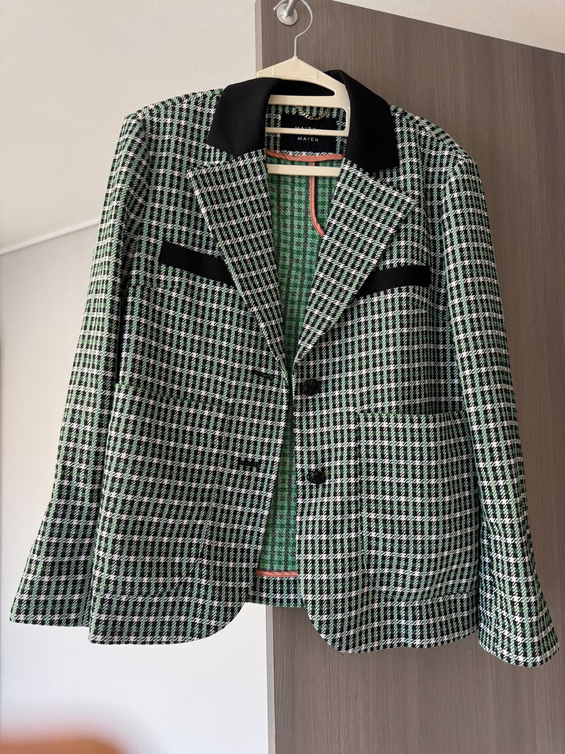 메종 드 메이어(MAISON DE MAYER) 그린 체크 배색 자켓 M사 상품이미지1