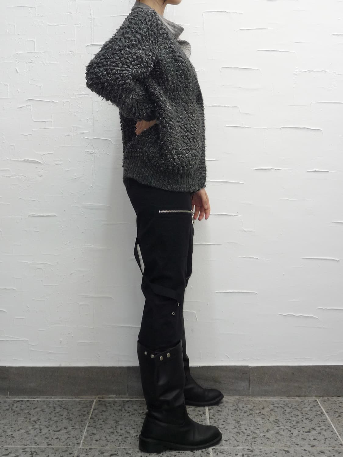 grey fuzzy fur cardigan 상품이미지4