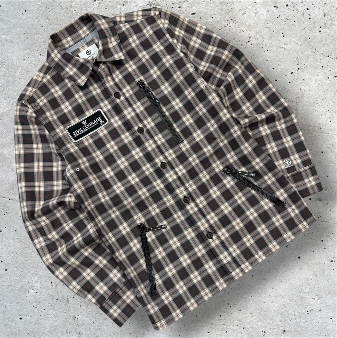 [85] 아디다스 네이버후드 체크 셔츠 자켓 지퍼 디테일 B231 상품이미지1