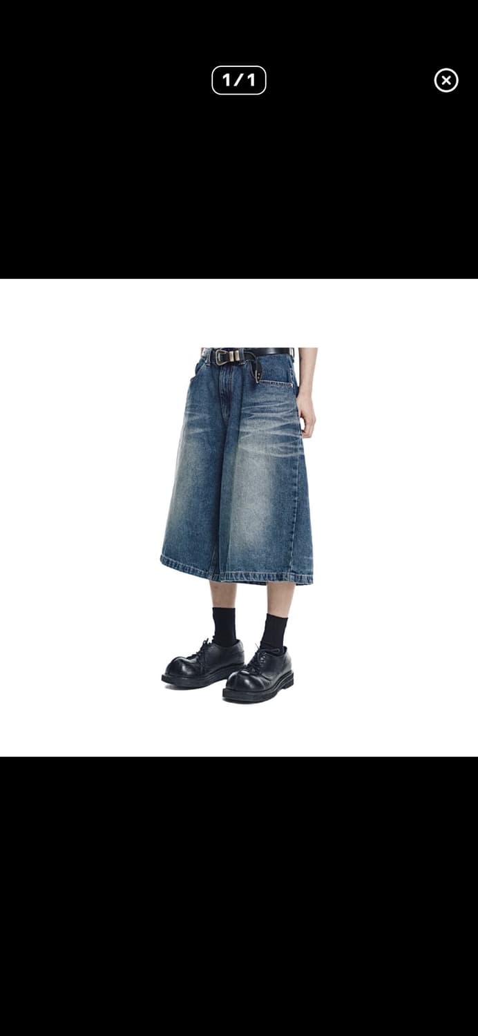 1회착 택포가격) 이지노이지 8부 데님 버뮤다팬츠 딥블루 2번 상품이미지1