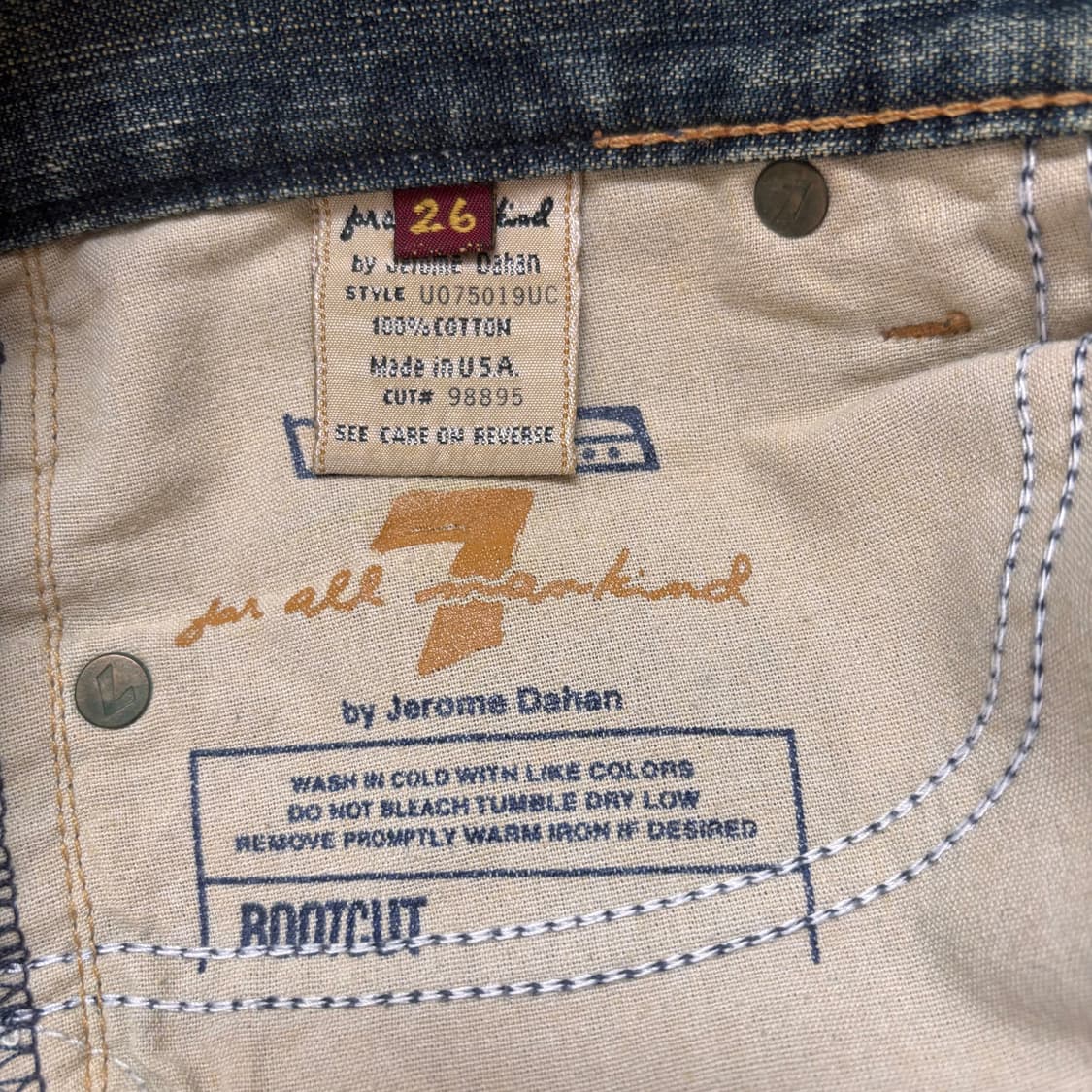 세븐진 26 부츠컷 청바지 미국 데님 제롬 다한 수입 정품 맨카인드 상품이미지5