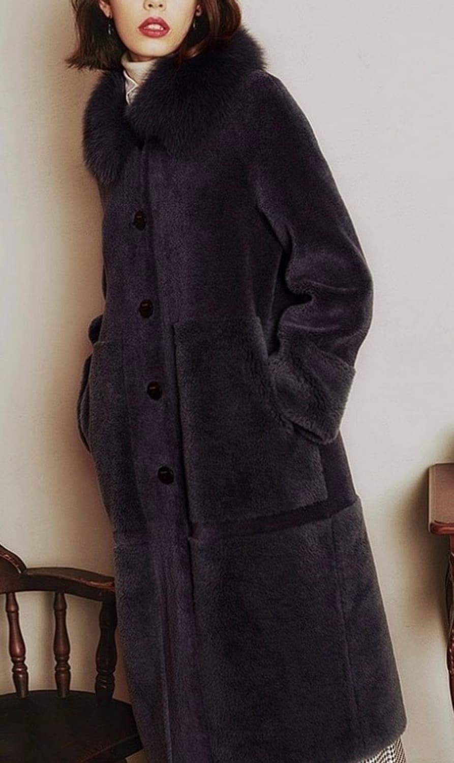 칼 라거펠트 폭스퍼 양모 롱코트 상품이미지8