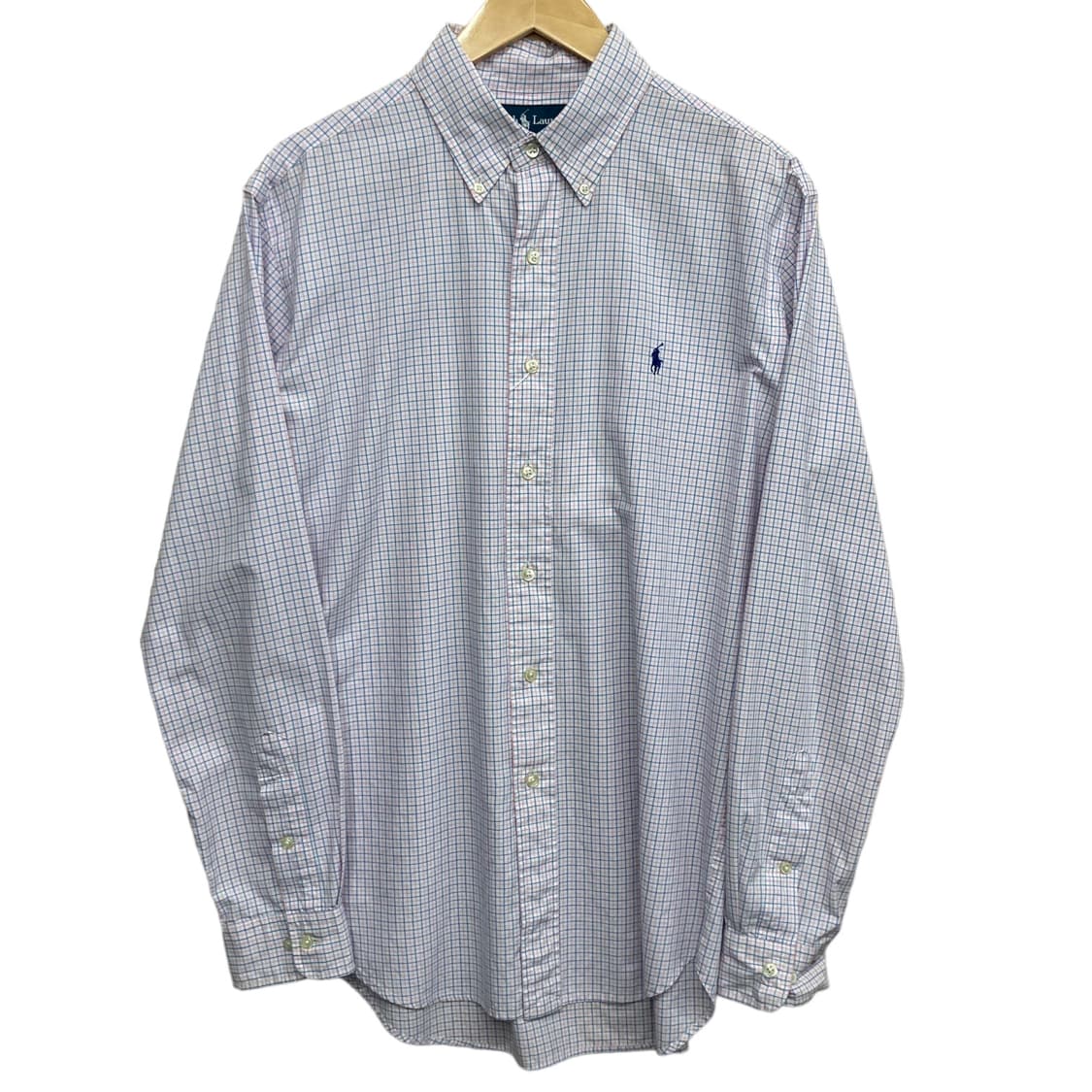 폴로 핑크 블루 체크 클래식핏 셔츠 M 상품이미지3