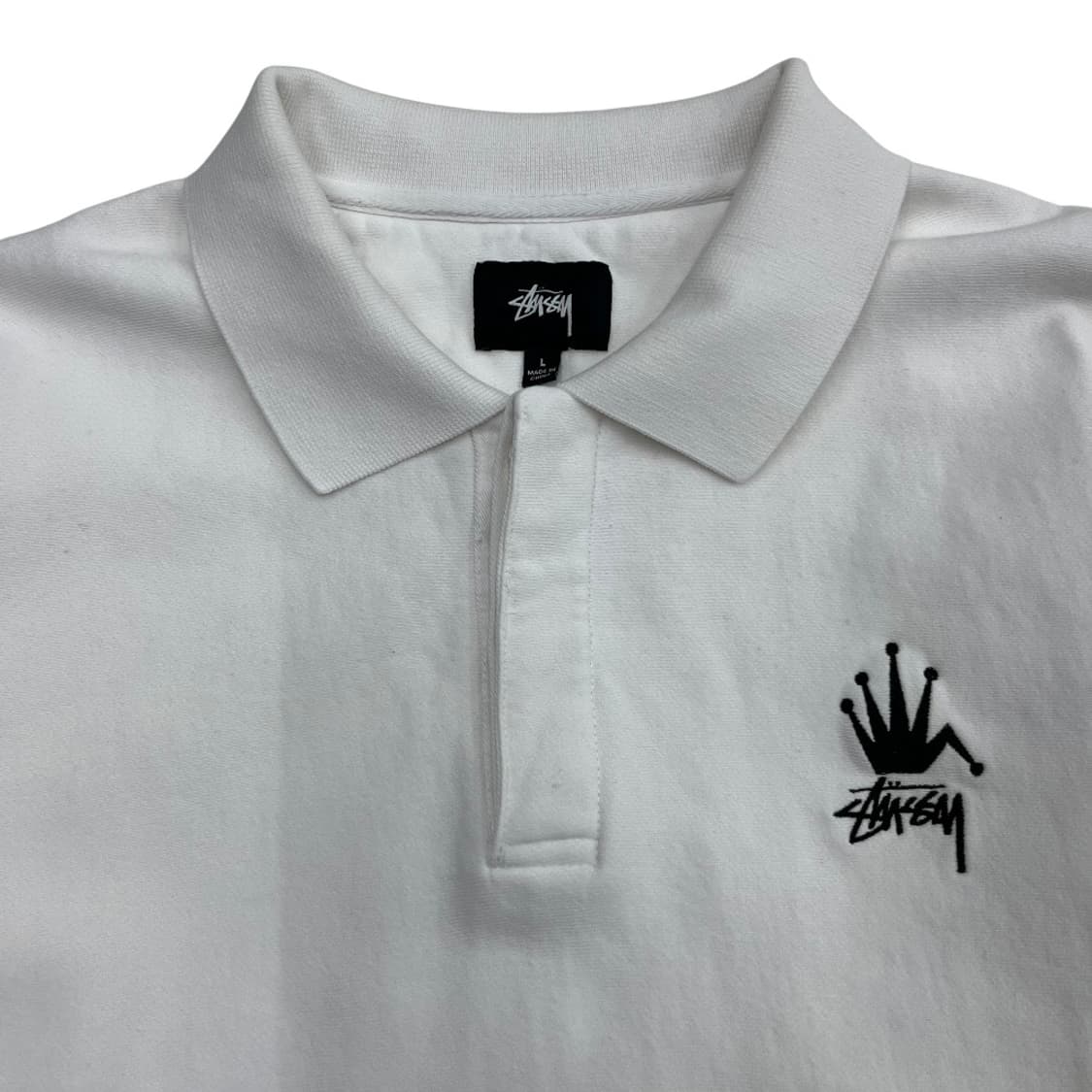 스투시 왕관로고 화이트 카라 맨투맨 L 상품이미지4