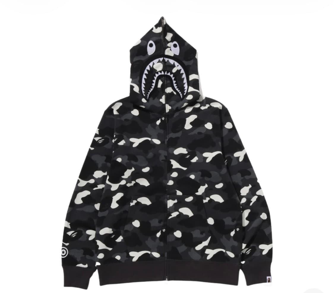 베이프 시티 카모 샤크 풀 집 후드 블랙 상품이미지1