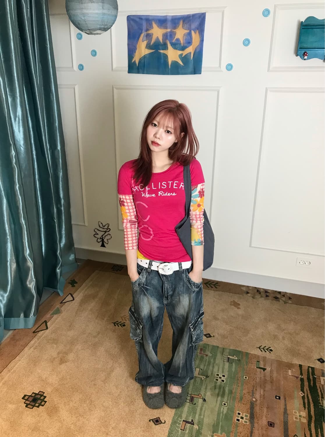 Y2k 무드 지대로••👖 매쉬 슬리브티 레이어드로 더 키치한 코디🩷 상품이미지3