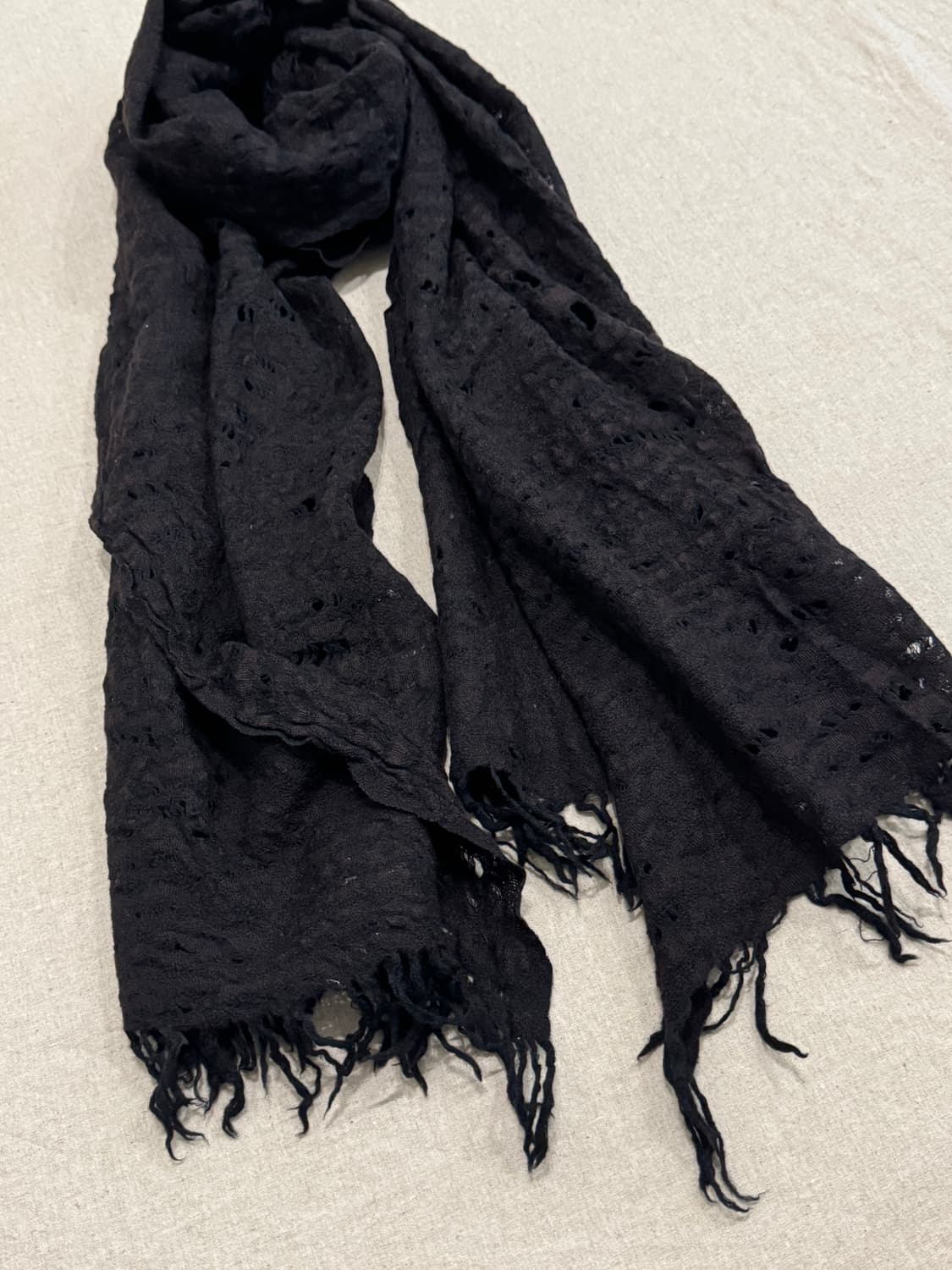 요지야마모토 디스트레스드 울 머플러 상품이미지4