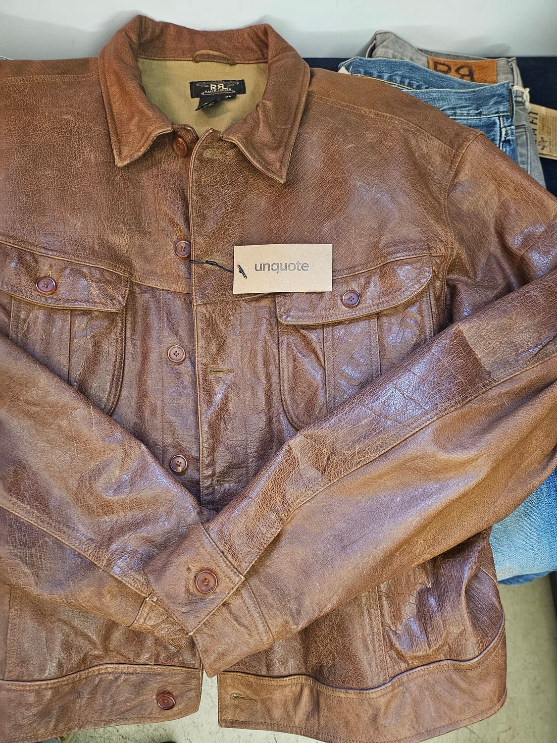 Vtg 90s Double RL Leather Ranch jacket 상품이미지3