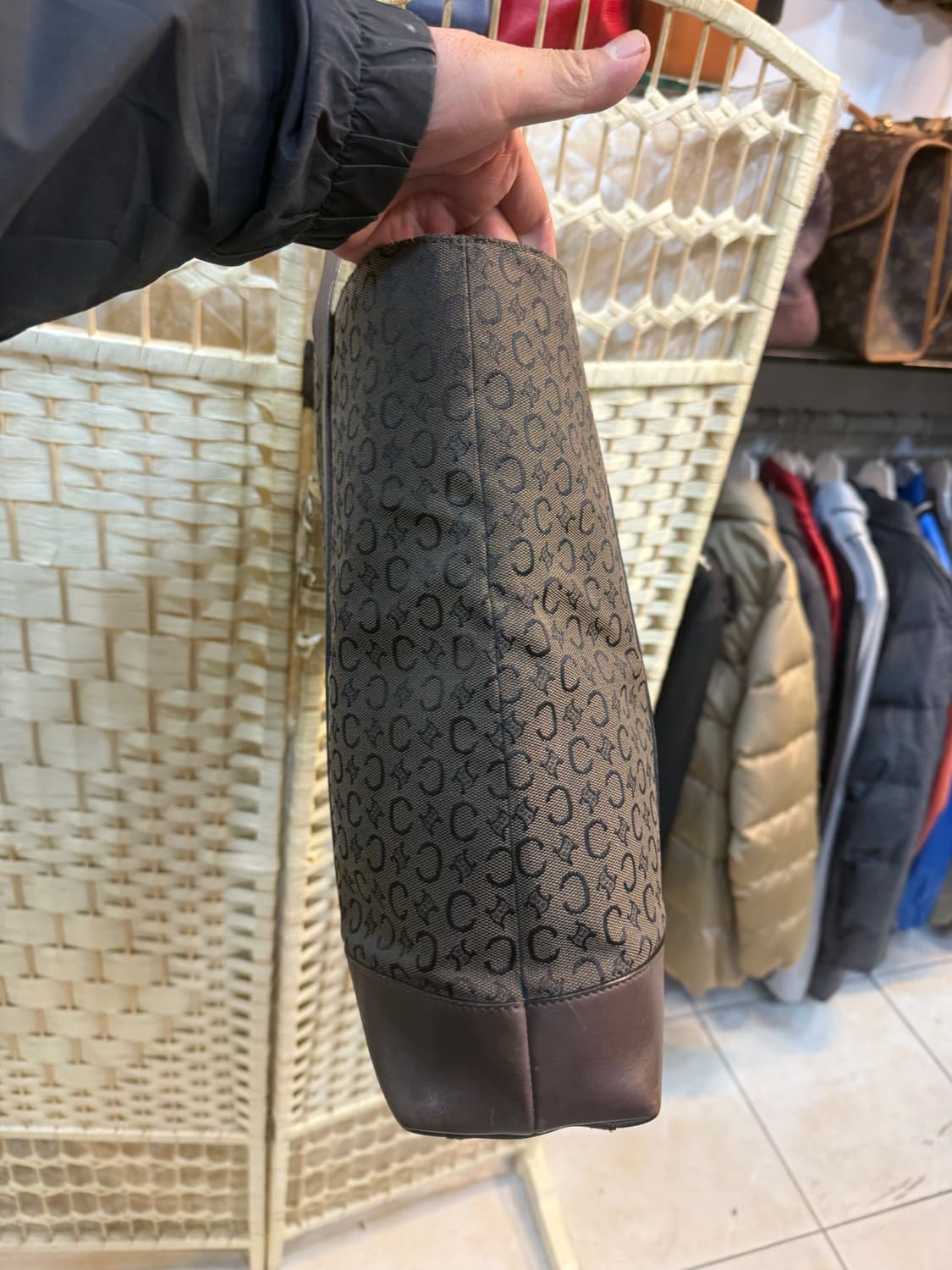 정품 셀린느 C 마카담 캔버스 가죽 토트백 팝니다 상품이미지4