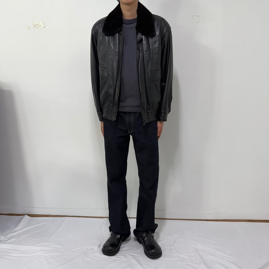 A-2 레더자켓 내피포함 퍼탈부착 상품이미지5