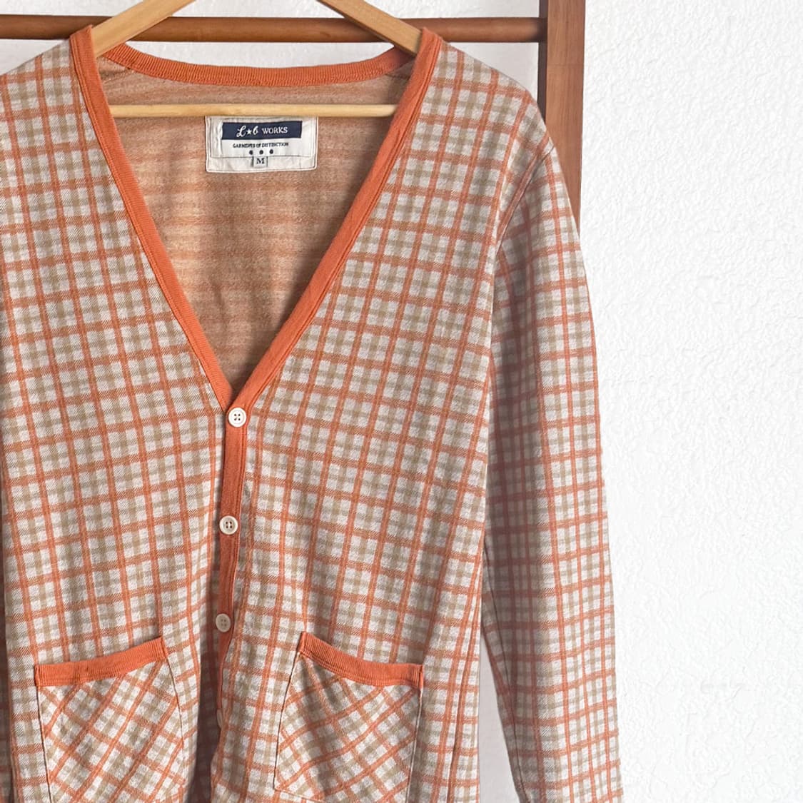 귤빛 창가 체크 가디건 상품이미지4
