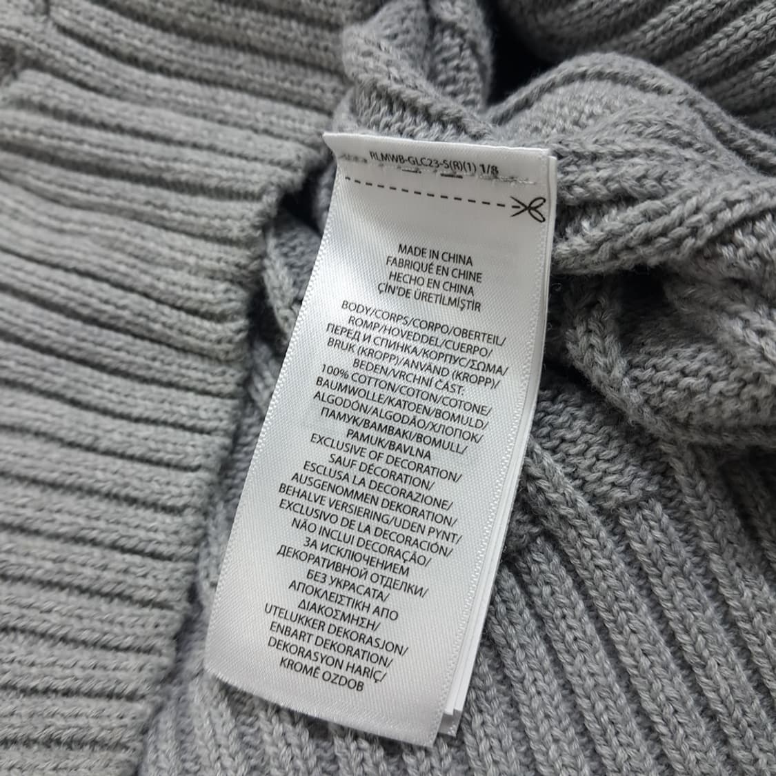 CL827 M 폴로 코튼 케이블 크루넥 그레이 니트 스웨터 상품이미지5