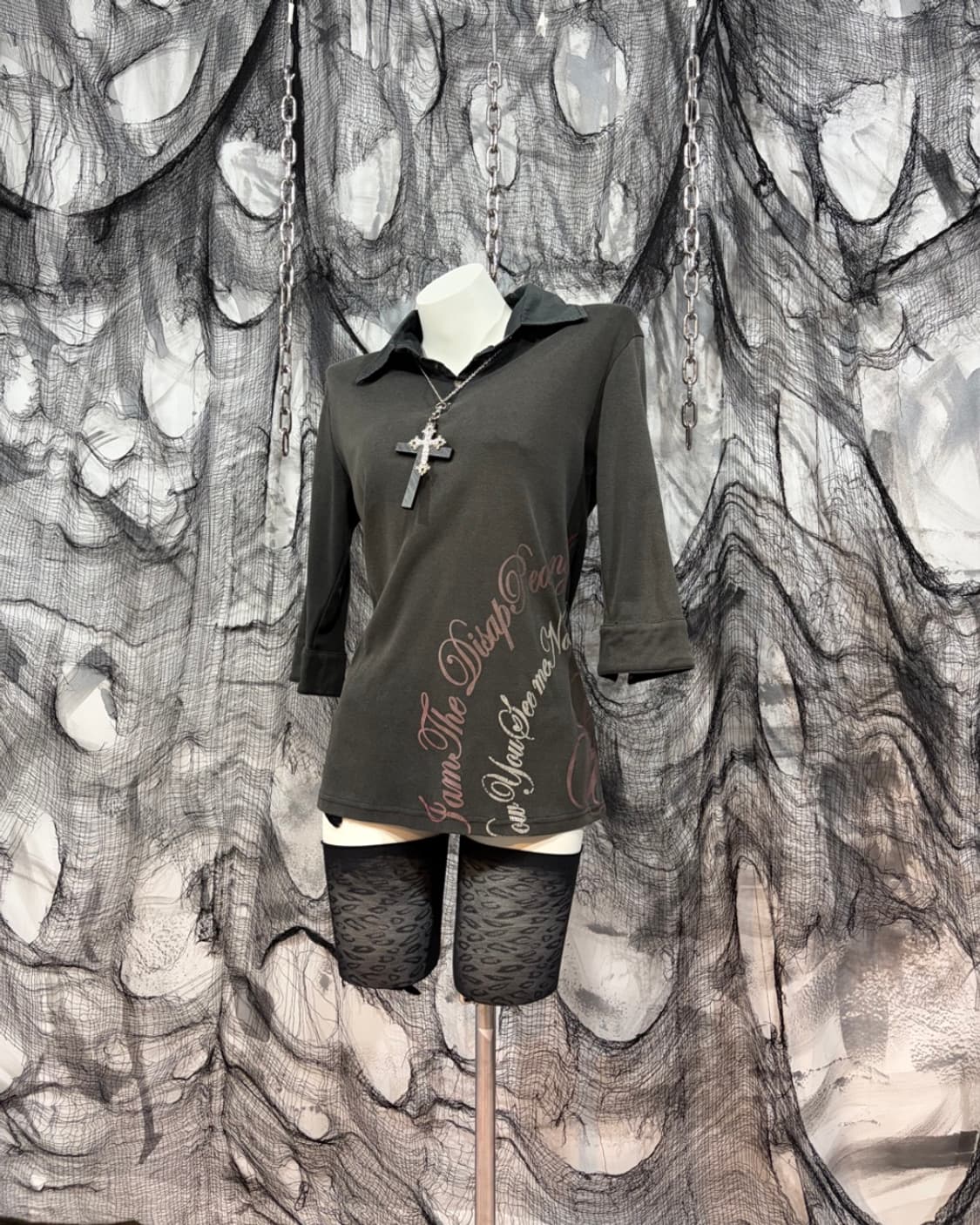 Y2K goth lettering Glitter long sleeve 상품이미지3