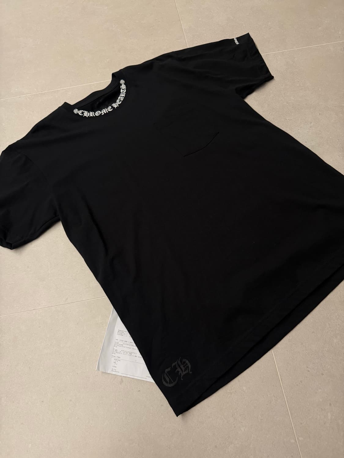 [XL] 크롬하츠 숏 슬리브 포켓 크루 넥로고 반팔 티셔츠 블랙 상품이미지3