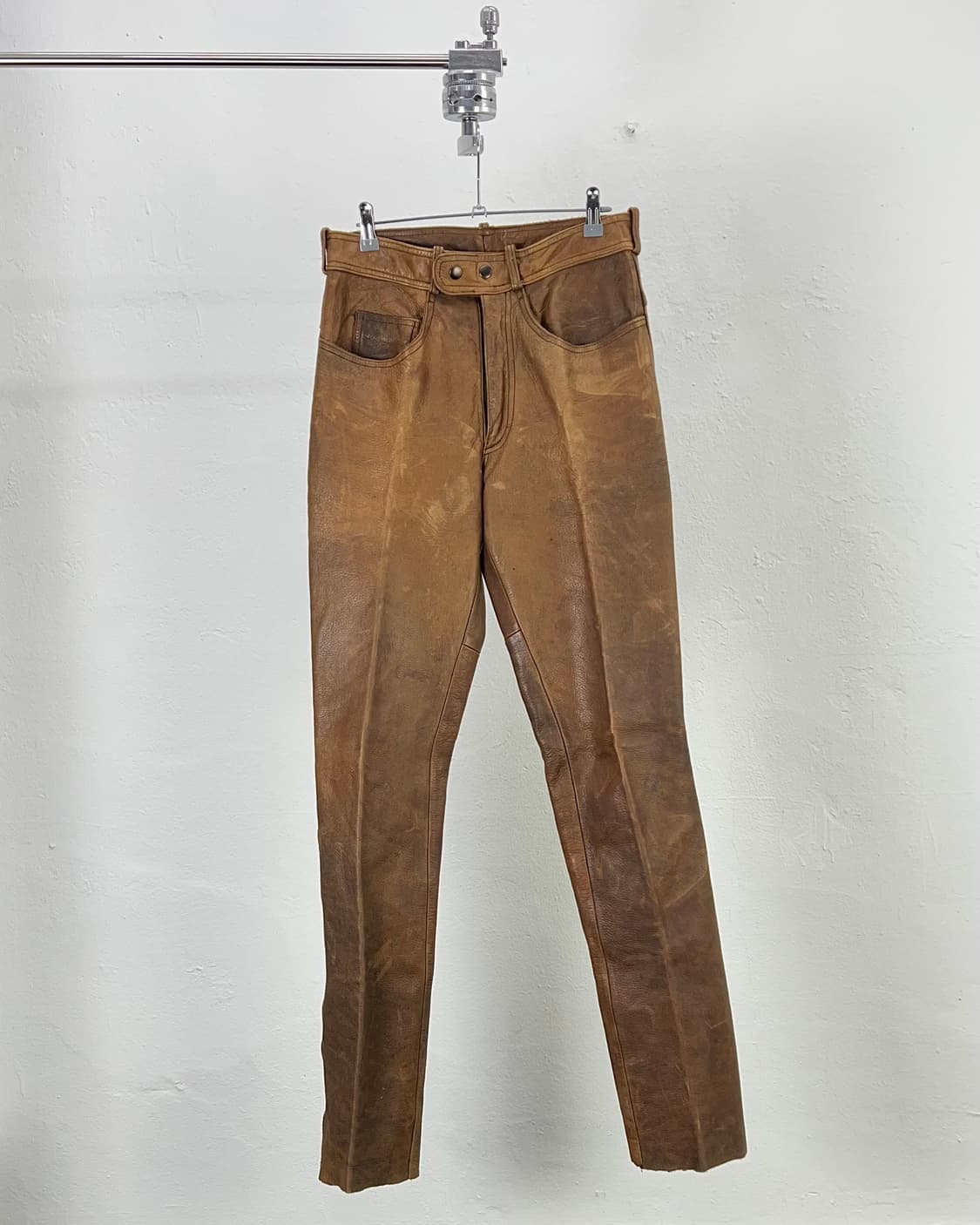 아메리칸 빈티지 브라운 웨스턴 투팩 리얼레더 팬츠 상품이미지1