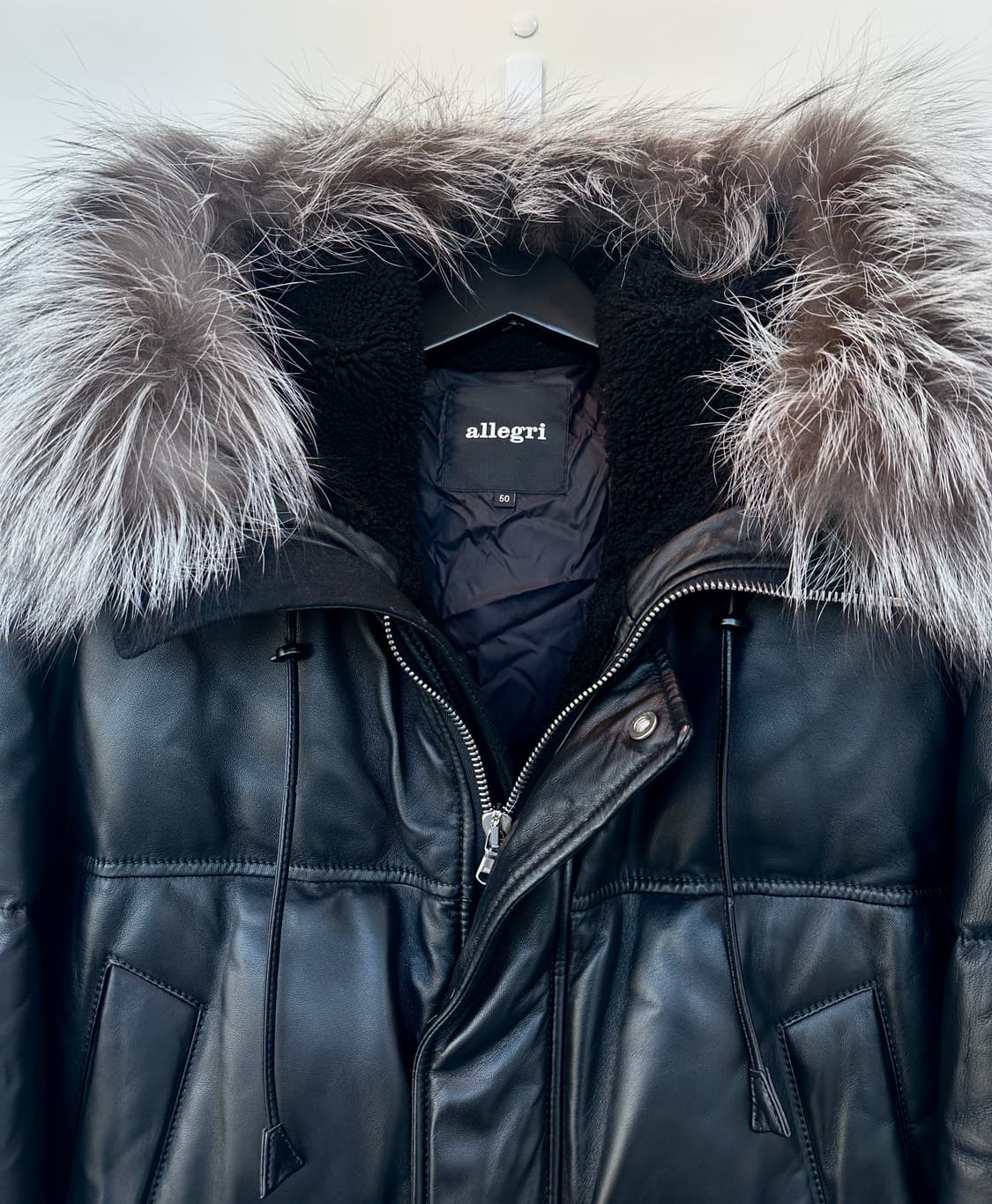 알레그리 천연 양가죽 + 구스다운 롱 패딩 블랙  (50, 민트급) 상품이미지3