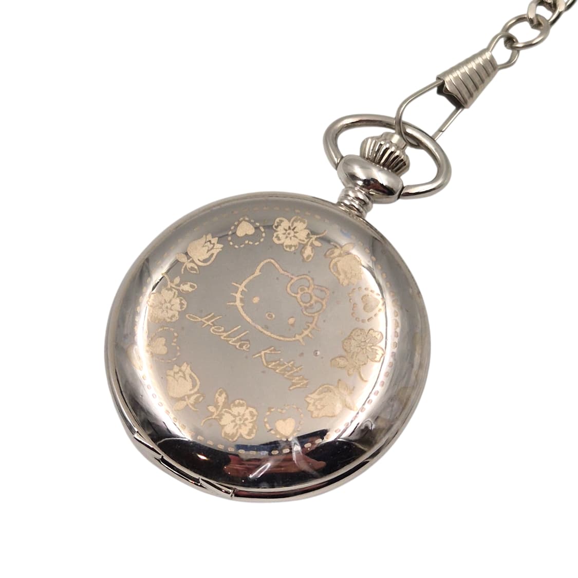 06s 헬로키티 핑크 실버 글리터 회중 시계 상품이미지5