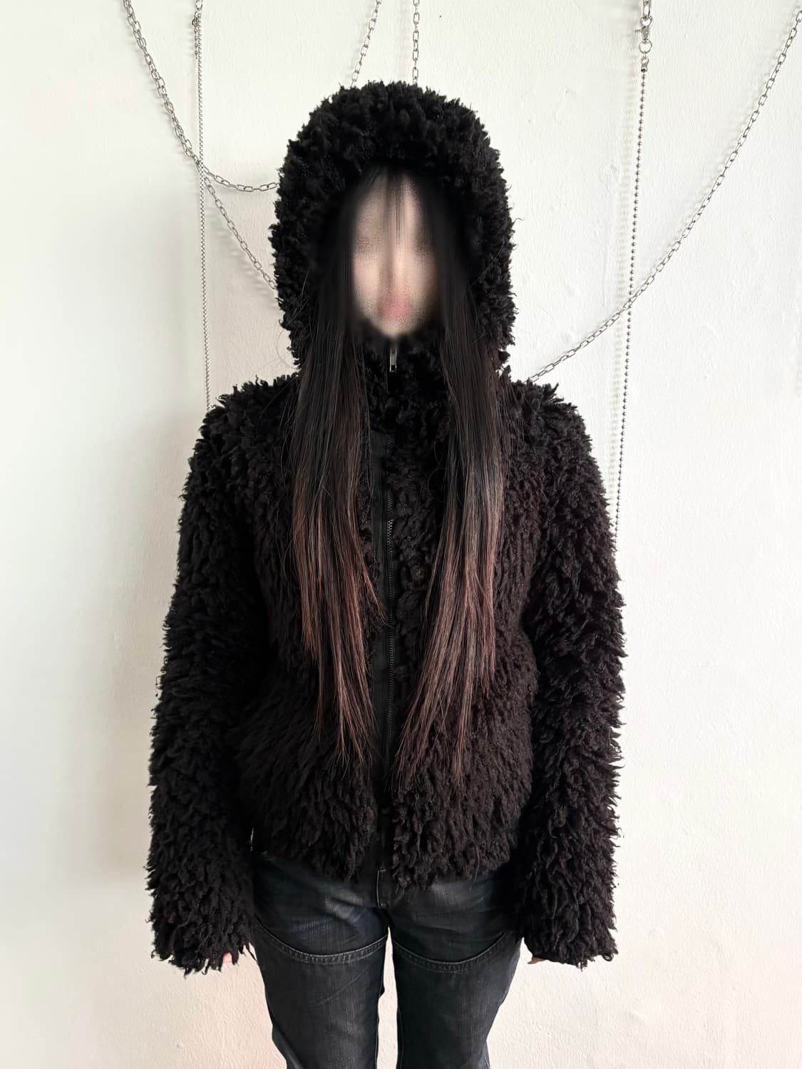 egoist jpn faux fur 크롭컷 후드집업 상품이미지1