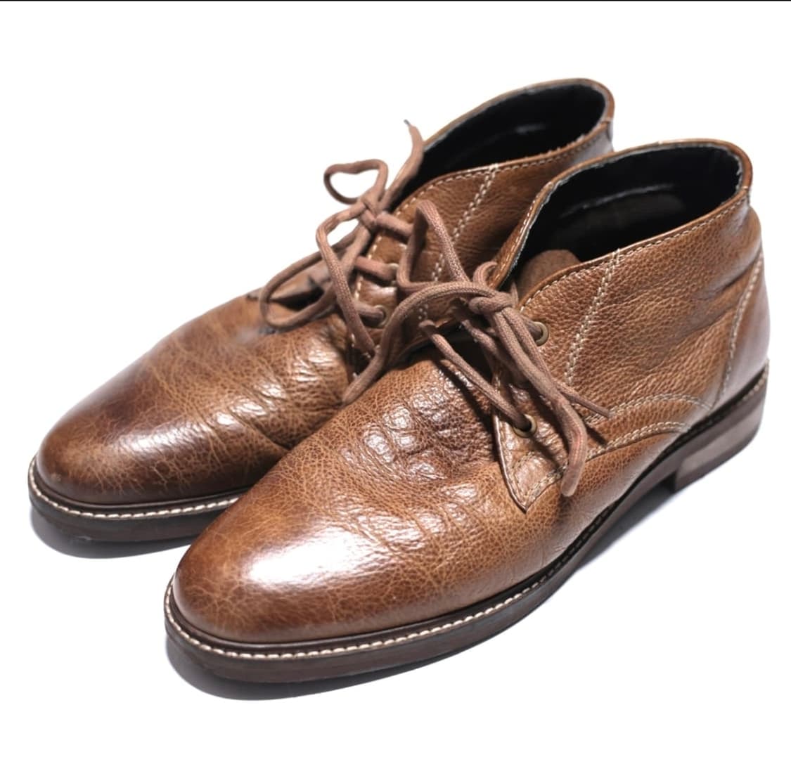 Brown grained Leather derby shoes 상품이미지1