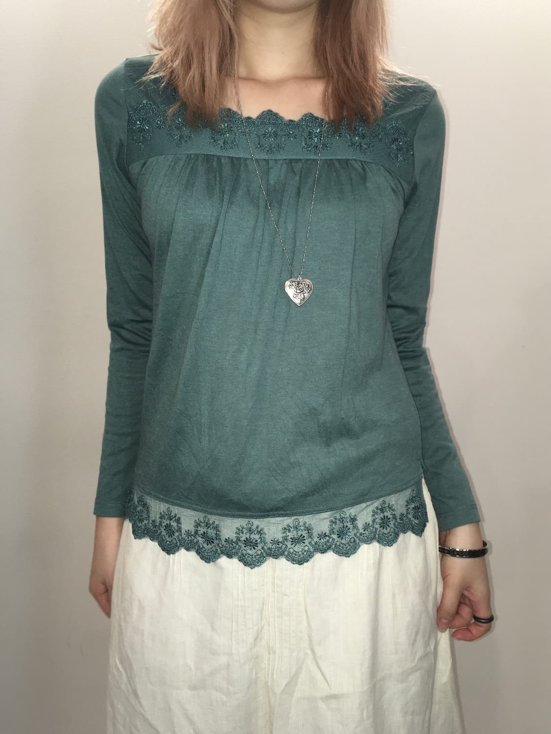 jpn vintage bluegreen lace long sleevele 상품이미지1