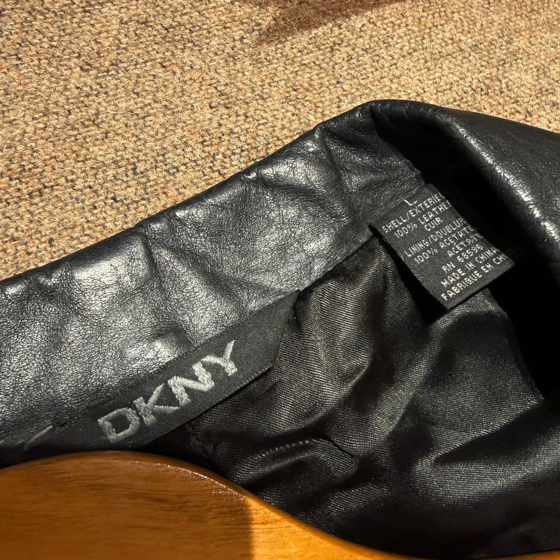 DKNY 소가죽 스티치 레더 자켓 XL 카코트 블레이저 상품이미지4