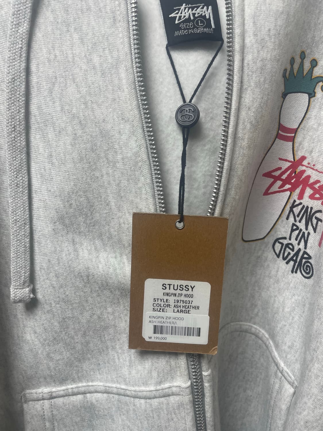 스투시 후드집업 킹핀 애쉬그레이 L 팝니다 상품이미지3