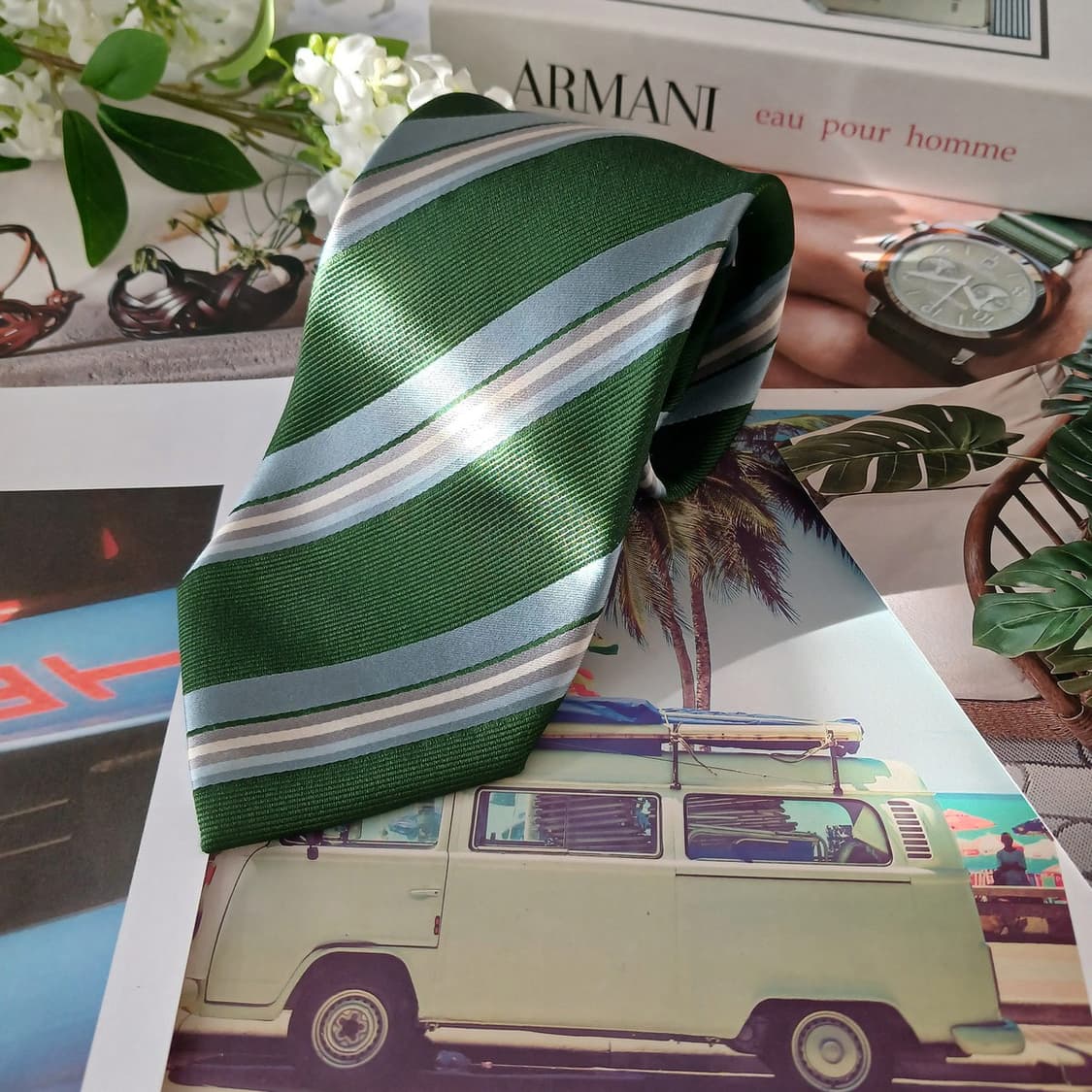 조르지오아르마니 실크 스트라이프 넥타이 9.6cm A+~A등급A19175 상품이미지2