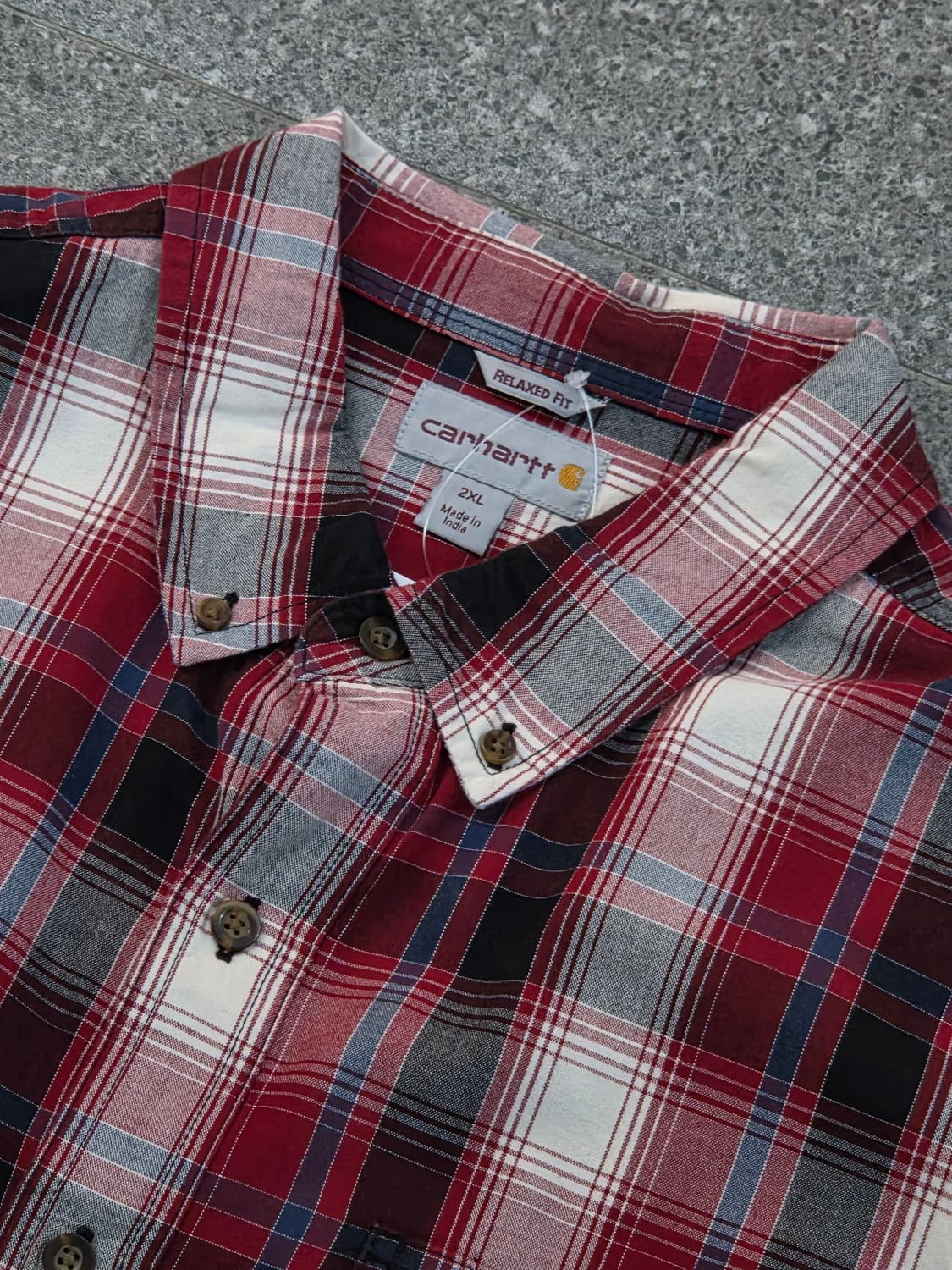 칼하트 레드 체크반팔셔츠  상품이미지2