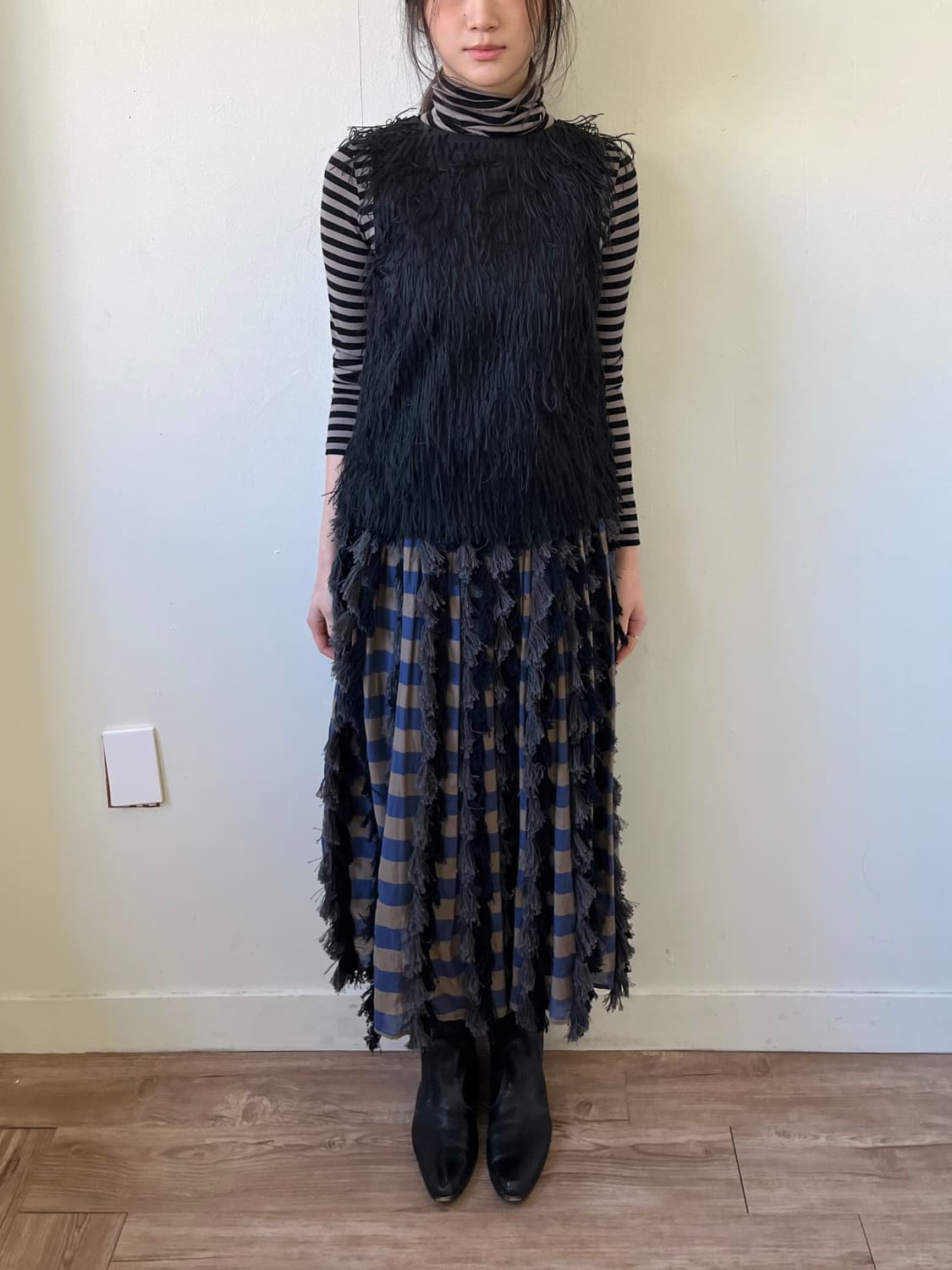 RAPUCALUSON 테슬 체크 스커트 상품이미지8