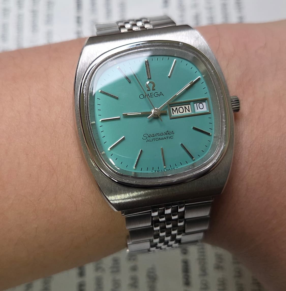 빈티지 오메가 씨마스터 테레비 애플민트 데이데이트 (일자형 브슬 ver) 상품이미지5